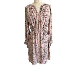 Nordstrom Rack Women's Floral Long Sleeve Pink Midi Dress XS